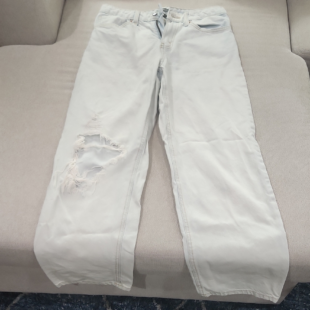 Wild Fable Women's Distressed High Rise Palr Blue Dad Jeans
